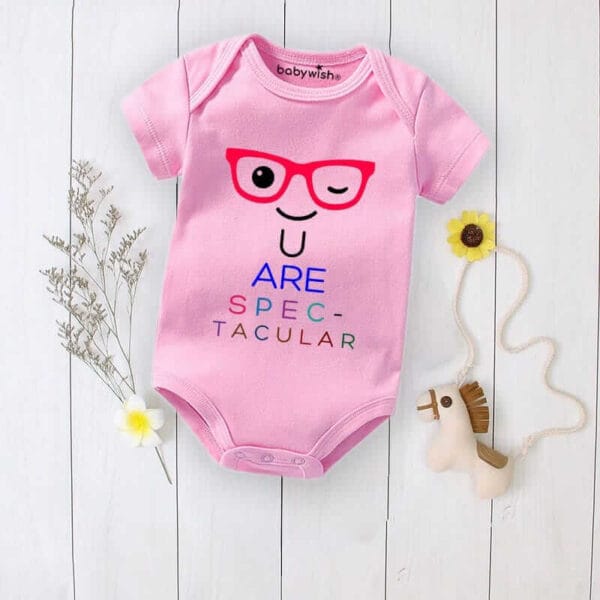 Baby First Birthday Celebrations Romper Clothes Baby Newborn Bodysuits Outfit Envelop Neck Half Sleeve Unisex Onesies "You are Spectacular" - Image 3