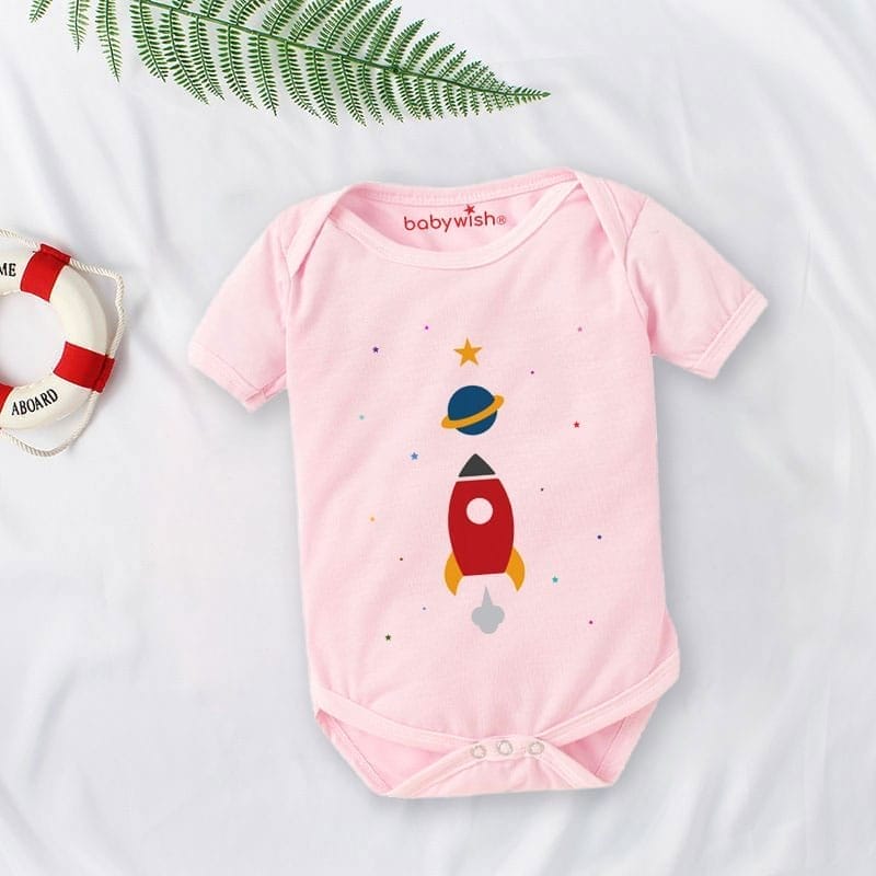 Baby First Birthday Celebrations Romper Clothes Baby Newborn Bodysuits Outfit Envelop Neck Half Sleeve Unisex Onesies "Universe Print"