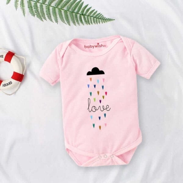 Baby First Birthday Celebrations Romper Clothes Baby Newborn Bodysuits Outfit Envelop Neck Half Sleeve Unisex Onesies "Lovely Cloud Print" - Image 3