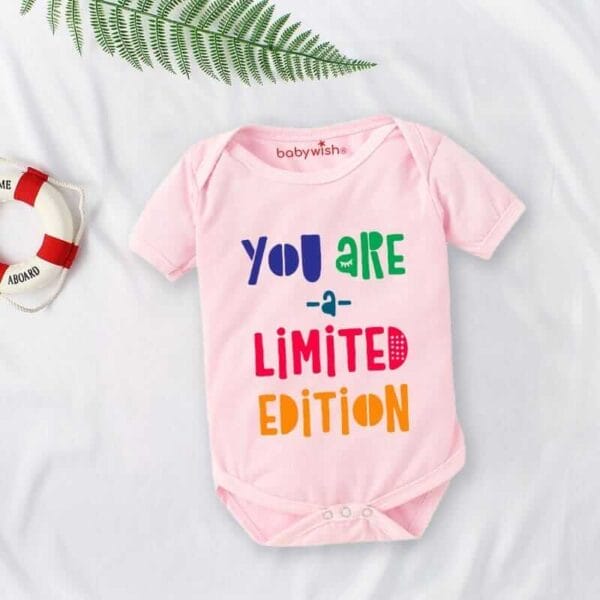 Baby First Birthday Celebrations Romper Clothes Baby Newborn Bodysuits Outfit Envelop Neck Half Sleeve Unisex Onesies "You are Limited Editions" - Image 2