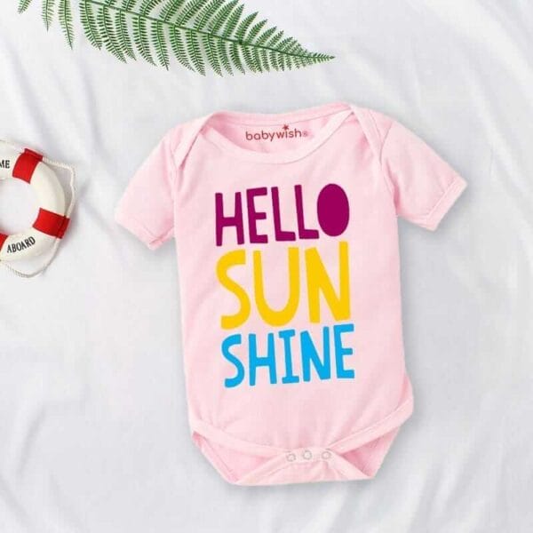 Baby First Birthday Celebrations Romper Clothes Baby Newborn Bodysuits Outfit Envelop Neck Half Sleeve Unisex Onesies "Hello Sun" - Image 2