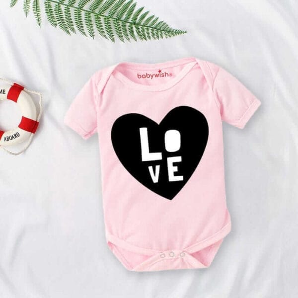 Baby First Birthday Celebrations Romper Clothes Baby Newborn Bodysuits Outfit Envelop Neck Half Sleeve Unisex Onesies "Black Love Print" - Image 3