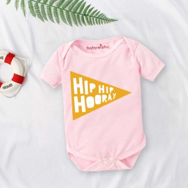 Baby First Birthday Celebrations Romper Clothes Baby Newborn Bodysuits Outfit Envelop Neck Half Sleeve Unisex Onesies "Hip Hip Hooray" - Image 3