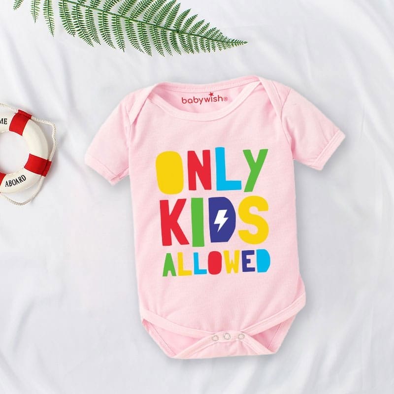 Baby First Birthday Celebrations Romper Clothes Baby Newborn Bodysuits Outfit Envelop Neck Half Sleeve Unisex Onesies "Only Kids Allowed"