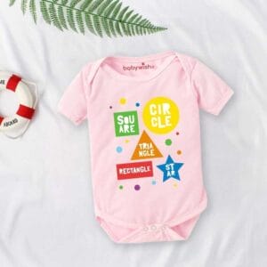 Baby First Birthday Celebrations Romper Clothes Baby Newborn Bodysuits Outfit Envelop Neck Half Sleeve Unisex Onesies "Square,Circle & Star"