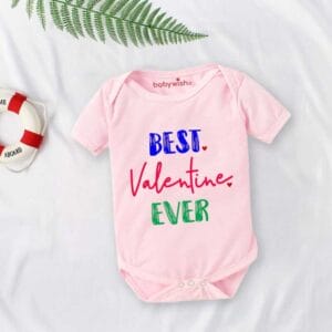 Baby First Valentine Day Romper Clothes Baby valentine Bodysuits Newborn Outfit Envelop Neck Half Sleeve Unisex Onesies"Best Valentine Ever"