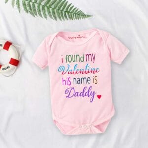Baby First Valentine Day Romper Clothes Baby valentine Bodysuits Newborn Outfit Envelop Neck Half Sleeve Unisex Onesies"Parents is my Valentine"