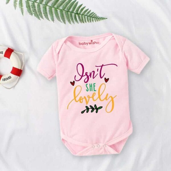 Baby First Valentine Day Romper Clothes Baby valentine Bodysuits Newborn Outfit Envelop Neck Half Sleeve Unisex Onesies"Isn't she lovely" - Image 3