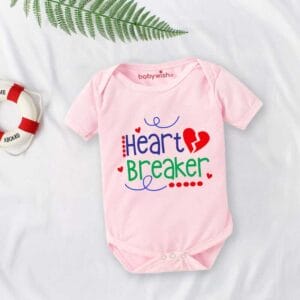 Baby First Valentine Day Romper Clothes Baby valentine Bodysuits Newborn Outfit Envelop Neck Half Sleeve Unisex Onesies"Heart Breaker Print"