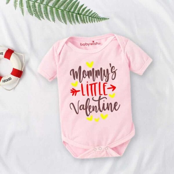 Baby First Valentine Day Romper Clothes Baby valentine Bodysuits Newborn Outfit Envelop Neck Half Sleeve Unisex Onesies"Mummy's Valentine" - Image 3