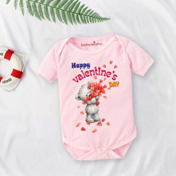 Baby First Valentine Day Romper Clothes Baby valentine Bodysuits Newborn Outfit Envelop Neck Half Sleeve Unisex Onesies"Valentine Day Red Heart" - Image 3