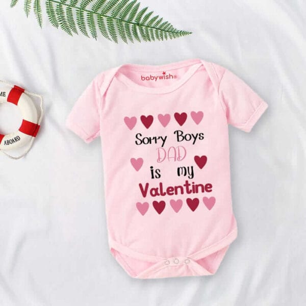 Baby First Valentine Day Romper Clothes Baby valentine Bodysuits Newborn Outfit Envelop Neck Half Sleeve Unisex Onesies"Sorry Boys on Valentine" - Image 3