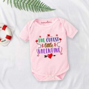 Baby First Valentine Day Romper Clothes Baby valentine Bodysuits Newborn Outfit Envelop Neck Half Sleeve Unisex Onesies"Cutest Heart on Valentine"
