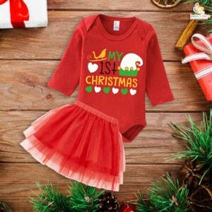Newborn girls tutu skirt Full Sleeve romper Christmas print onesies bodysuits for baby 0 to 12 months
