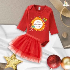 Newborn girls tutu skirt Full Sleeve romper New Year print onesies bodysuits for baby 0 to 12 months
