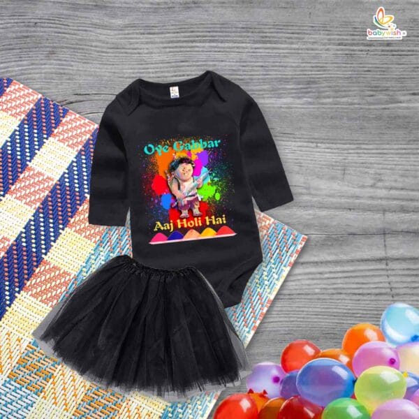Newborn girls tutu skirt Full Sleeve romper Holi print onesies bodysuits for baby 0 to 12 months - Image 3