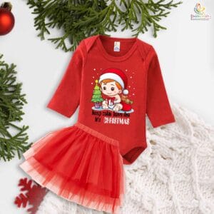 Newborn girls tutu skirt Full Sleeve romper Christmas print onesies bodysuits for baby 0 to 12 months