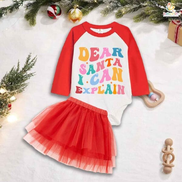 Newborn girls tutu skirt Full Sleeve romper Christmas print onesies bodysuits for baby 0 to 12 months - Image 2