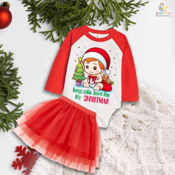 Newborn girls tutu skirt Full Sleeve romper Christmas print onesies bodysuits for baby 0 to 12 months - Image 2