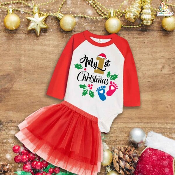 Newborn girls tutu skirt Full Sleeve romper Christmas print onesies bodysuits for baby 0 to 12 months - Image 2