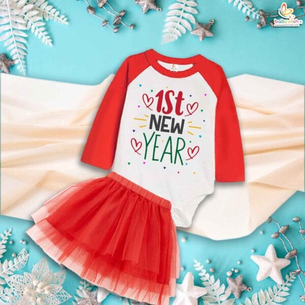 Newborn girls tutu skirt Full Sleeve romper New Year print onesies bodysuits for baby 0 to 12 months - Image 2