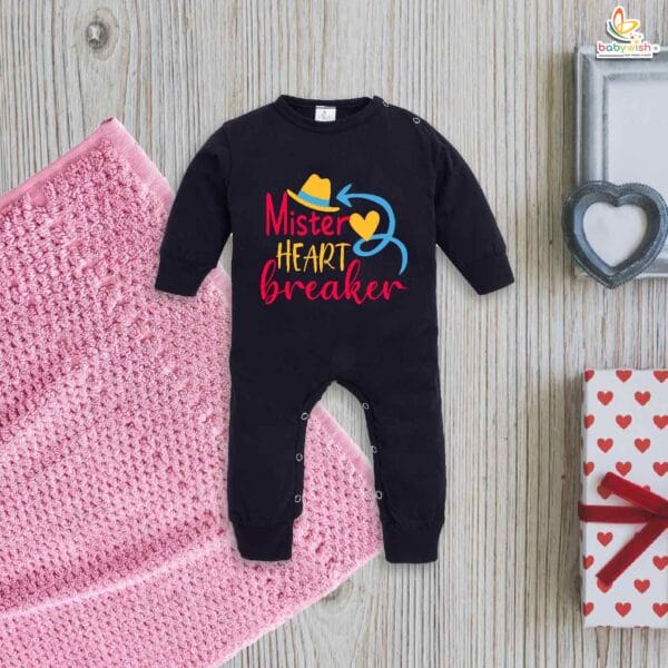 Mister Heart Breaker Valentine’s Day Baby Romper – My First Valentine’s Day Full Bodysuit for Newborn & Infant Boys | Cute Baby Valentine Outfit – Babywish - Image 2
