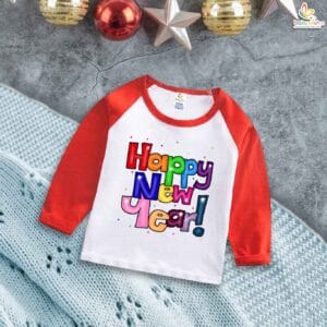 My First New Year T-Shirt | Happy New Year! Print Full Sleeve Baby Tee | Winter Festival Outfit for Boys & Girls – Babywish