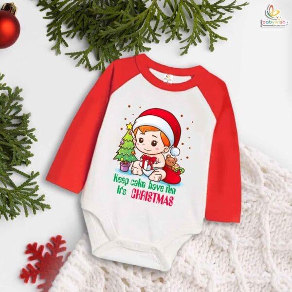 Babywish Christmas Romper Clothes My First Merry Bodysuit Romper keep Calm have fun its Christmas baby print - Image 2