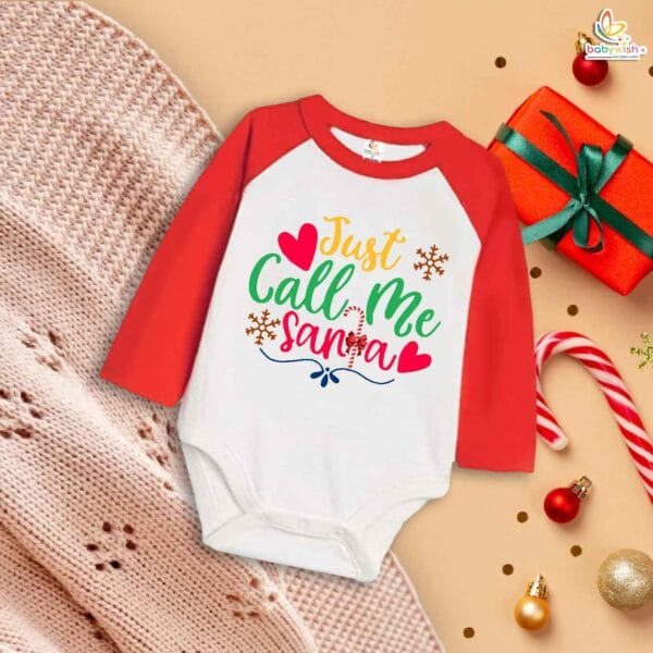 My First Christmas Romper | Just Call Me Santa Print Bodysuit for Baby Boys & Girls | Festive Holiday Outfit – Babywish - Image 2
