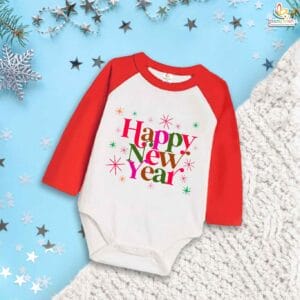 My First New Year Romper | Happy New Year Full Sleeve Baby Bodysuit | Winter Celebration Outfit for Baby Boys & Girls – Babywish