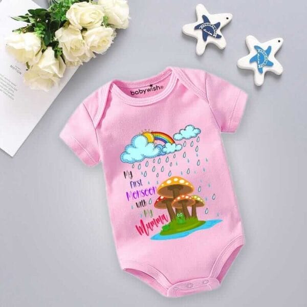 Baby Newborn Monsoon Bodysuits romper Half Sleeve Envelope Neck Onesies Rainfall  Outfit - Image 3