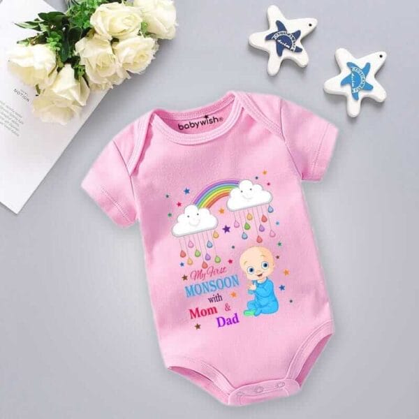 Baby Newborn Monsoon Bodysuits romper Half Sleeve Envelope Neck Onesies Rainfall  Outfit - Image 3