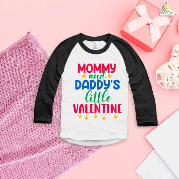 My First Valentine's Day Baby T-Shirt – Mommy & Daddy's Little Valentine | Cute Full Sleeve Infant Outfit | Baby Girl & Boy Valentine's Gift – Babywish - Image 4