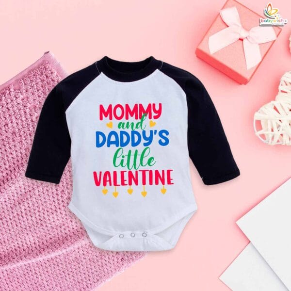 Mommy and Daddy's Little Valentine Baby Romper – My First Valentine’s Day Full Sleeve Bodysuit | Cute Baby Girl & Boy Valentine Outfit | Newborn & Infant Clothes – Babywish - Image 3