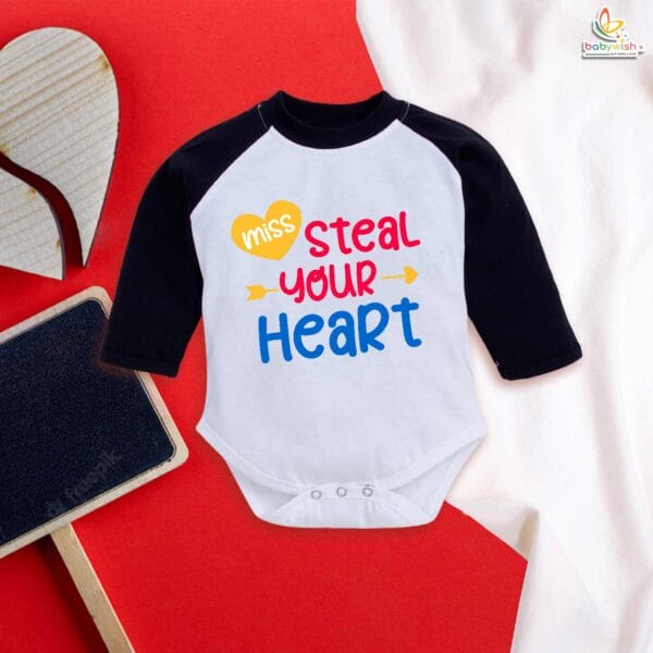 Miss Steal Your Heart Baby Girl Romper – My First Valentine’s Day Full Sleeve Bodysuit | Cute Valentine’s Day Outfit for Baby Girls | Newborn & Infant Valentine Clothes – Babywish - Image 3