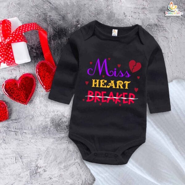 Miss Heart Breaker Baby Girl Romper – My First Valentine’s Day Full Sleeve Bodysuit | Cute Baby Girl Valentine’s Day Outfit | Newborn & Infant Clothes – Babywish - Image 4