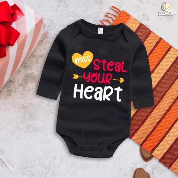 Miss Steal Your Heart Baby Girl Romper – My First Valentine’s Day Full Sleeve Bodysuit | Cute Valentine’s Day Outfit for Baby Girls | Newborn & Infant Valentine Clothes – Babywish - Image 4
