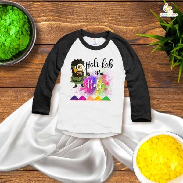 My First Holi Full Sleeve T-shirt – Gabbar Printed "My First Holi" Baby Outfit – Babywish - Image 3