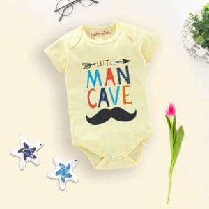 Baby First Birthday Celebrations Romper Clothes Baby Newborn Bodysuits Outfit Envelop Neck Half Sleeve Unisex Onesies "Little Man Cave"