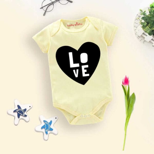 Baby First Birthday Celebrations Romper Clothes Baby Newborn Bodysuits Outfit Envelop Neck Half Sleeve Unisex Onesies "Black Love Print" - Image 2