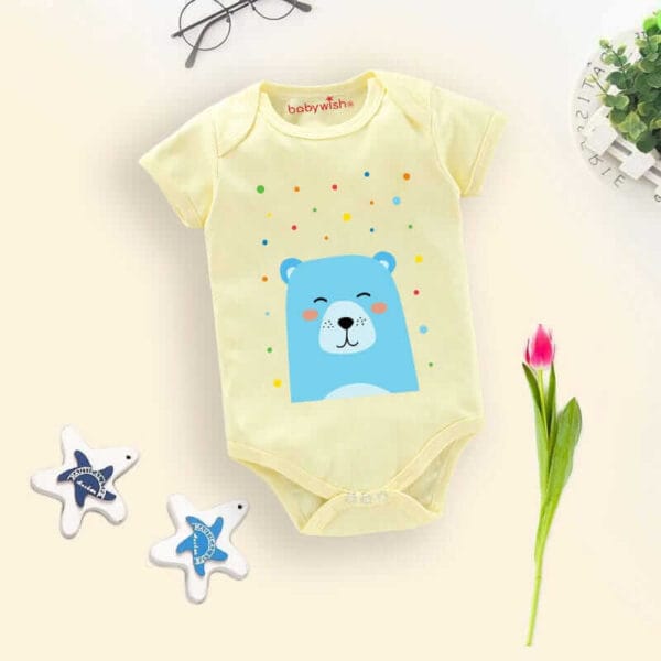 Baby First Birthday Celebrations Romper Clothes Baby Newborn Bodysuits Outfit Envelop Neck Half Sleeve Unisex Onesies "Panda Dot Print" - Image 2