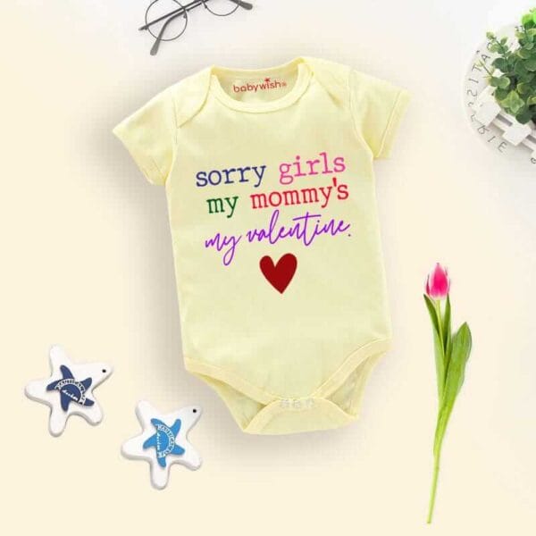 Baby First Valentine Day Romper Clothes Baby valentine Bodysuits Newborn Outfit Envelop Neck Half Sleeve Unisex Onesies"Sorry Girls on Valentine" - Image 3