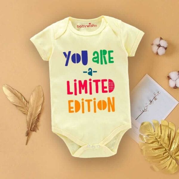 Baby First Birthday Celebrations Romper Clothes Baby Newborn Bodysuits Outfit Envelop Neck Half Sleeve Unisex Onesies "You are Limited Editions"