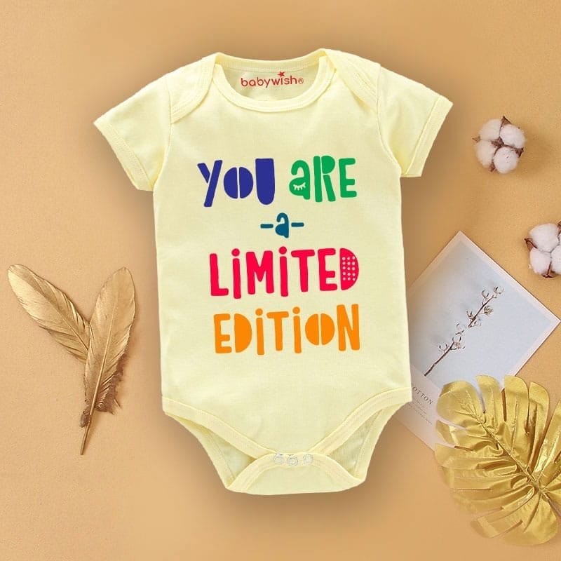 Baby First Birthday Celebrations Romper Clothes Baby Newborn Bodysuits Outfit Envelop Neck Half Sleeve Unisex Onesies "You are Limited Editions"