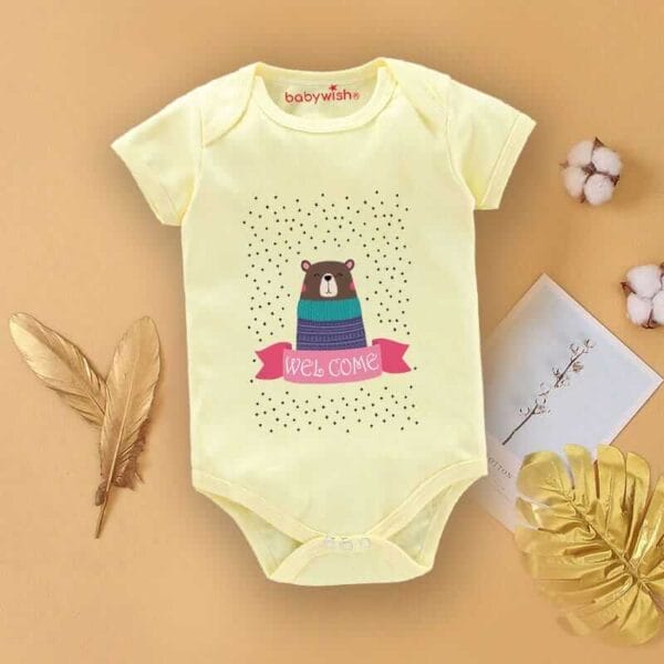 Baby First Birthday Celebrations Romper Clothes Baby Newborn Bodysuits Outfit Envelop Neck Half Sleeve Unisex Onesies "Welcome Beer Print" - Image 4