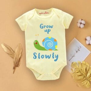 Baby First Birthday Celebrations Romper Clothes Baby Newborn Bodysuits Outfit Envelop Neck Half Sleeve Unisex Onesies "Grow Up Slowly"