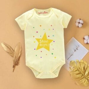 Baby First Birthday Celebrations Romper Clothes Baby Newborn Bodysuits Outfit Envelop Neck Half Sleeve Unisex Onesies "Shine Bright  Star"