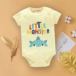 Baby First Birthday Celebrations Romper Clothes Baby Newborn Bodysuits Outfit Envelop Neck Half Sleeve Unisex Onesies "Little Monster Theme"