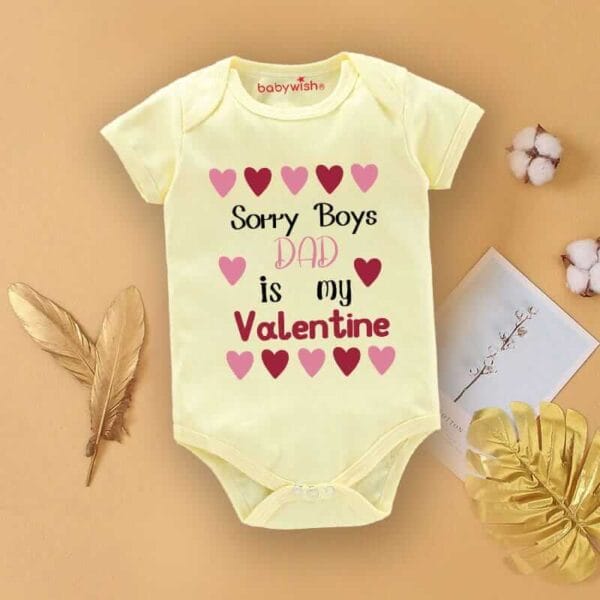 Baby First Valentine Day Romper Clothes Baby valentine Bodysuits Newborn Outfit Envelop Neck Half Sleeve Unisex Onesies"Sorry Boys on Valentine" - Image 2