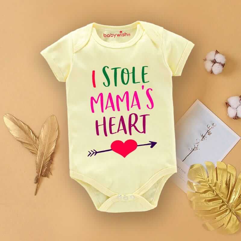 Baby First Valentine Day Romper Clothes Baby valentine Bodysuits Newborn Outfit Envelop Neck Half Sleeve Unisex Onesies"I Stole Mama's Heart"